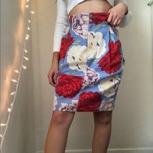 Vintage 80s denim floral skirt